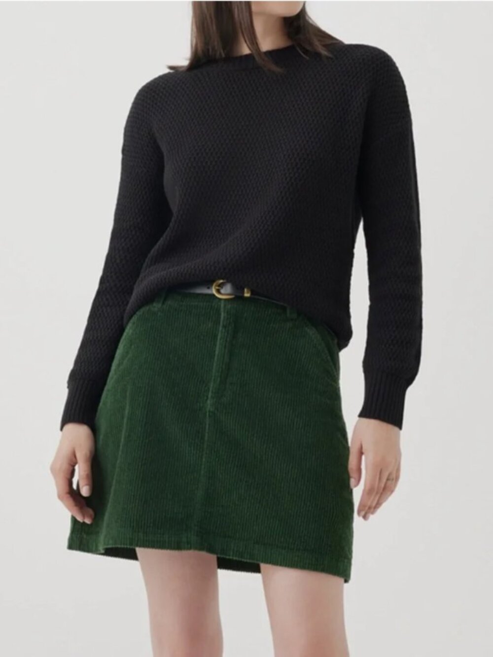 Pact corduroy dark green mini skirt, size L